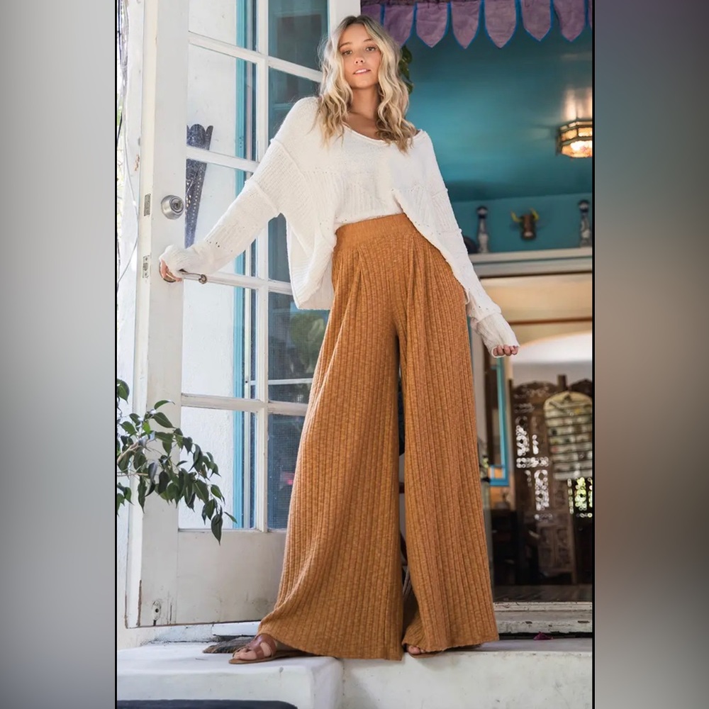 Camel wide leg pants